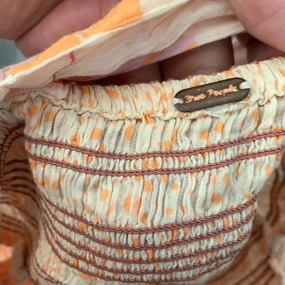 Free People Women's Brinkley Smocked Tank Orange Size XS - Picture 7 of 8